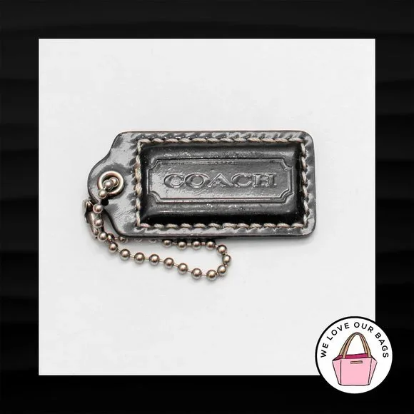 2" Medium COACH NAVY BLUE PATENT LEATHER KEY FOB BAG CHARM KEYCHAIN HANGTAG TAG - Picture 1 of 1